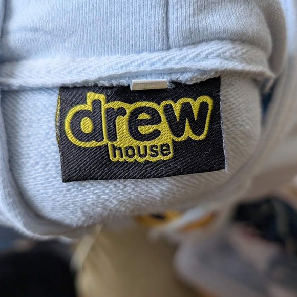 Drew House Light Blue Hoodie Sweater with Smiley Face Graphic Size Large - Picture 6 of 7